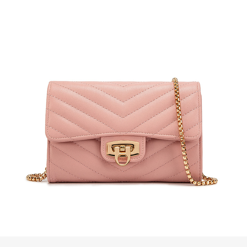 Geantă mică pătrată cu broderie în V, PU, formă orizontală, închidere cu capac, buzunar pentru telefon, căptușeală poliester