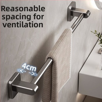 Törölközőtartó, falra szerelt, fúrás nélkül, ABS + alumínium, teherbírás 20 kg, modern minimalista stílus, egy soros