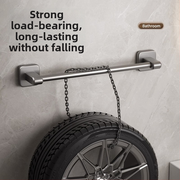 Törölközőtartó, falra szerelt, fúrás nélkül, ABS + alumínium, teherbírás 20 kg, modern minimalista stílus, egy soros