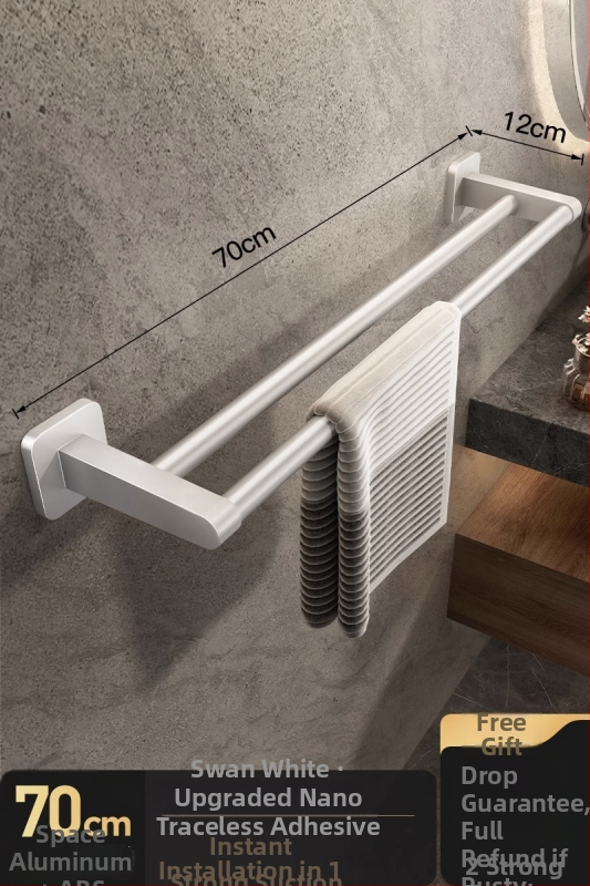 Törölközőtartó, falra szerelt, fúrás nélkül, ABS + alumínium, teherbírás 20 kg, modern minimalista stílus, egy soros