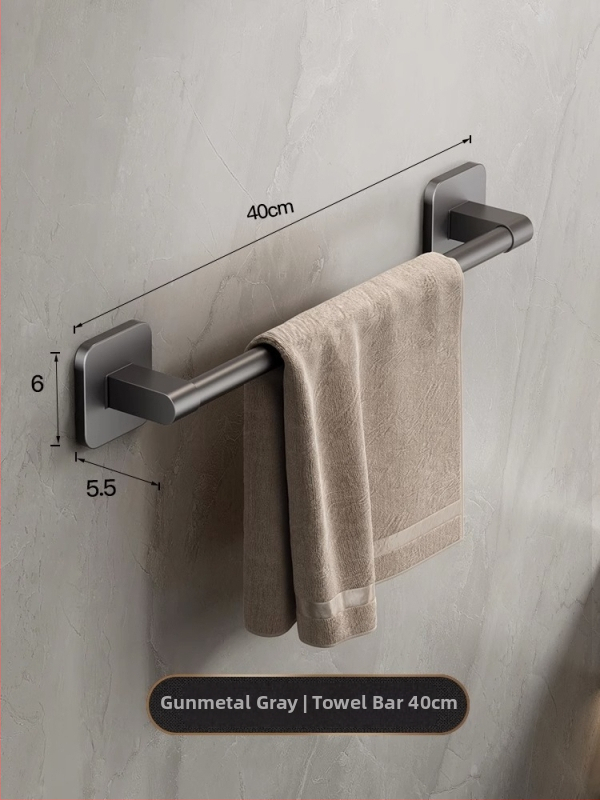 Törölközőtartó, falra szerelt, fúrás nélkül, ABS + alumínium, teherbírás 20 kg, modern minimalista stílus, egy soros