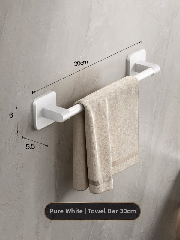 Törölközőtartó, falra szerelt, fúrás nélkül, ABS + alumínium, teherbírás 20 kg, modern minimalista stílus, egy soros