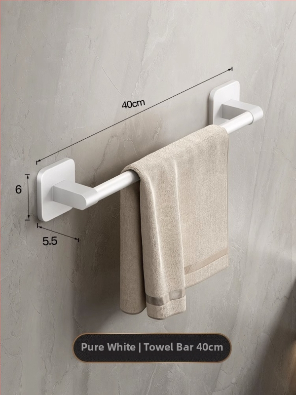 Törölközőtartó, falra szerelt, fúrás nélkül, ABS + alumínium, teherbírás 20 kg, modern minimalista stílus, egy soros