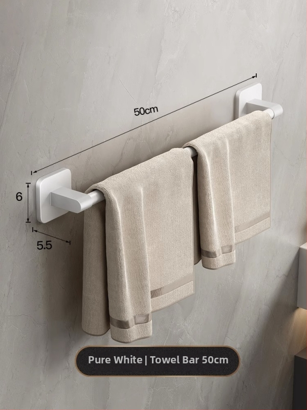 Törölközőtartó, falra szerelt, fúrás nélkül, ABS + alumínium, teherbírás 20 kg, modern minimalista stílus, egy soros