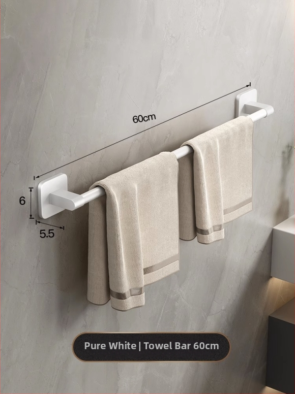 Törölközőtartó, falra szerelt, fúrás nélkül, ABS + alumínium, teherbírás 20 kg, modern minimalista stílus, egy soros