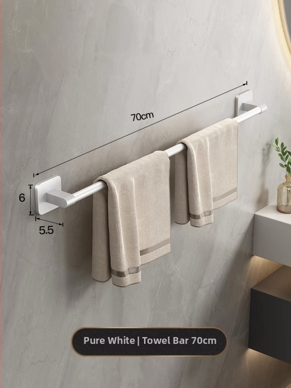 Törölközőtartó, falra szerelt, fúrás nélkül, ABS + alumínium, teherbírás 20 kg, modern minimalista stílus, egy soros