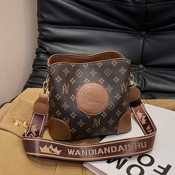 PU anyagú bucket táska, városi egyszerű stílus, cipzáras záródás, belső telefonzseb