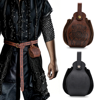 Férfi derék táska - PU bőr, Nordic Viking minta, légáteresztő, ultra könnyű, szintetikus bőrbélés