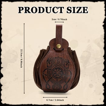 Férfi derék táska - PU bőr, Nordic Viking minta, légáteresztő, ultra könnyű, szintetikus bőrbélés