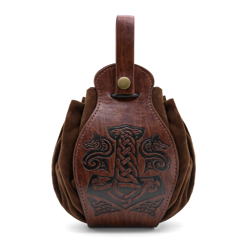 Férfi derék táska - PU bőr, Nordic Viking minta, légáteresztő, ultra könnyű, szintetikus bőrbélés