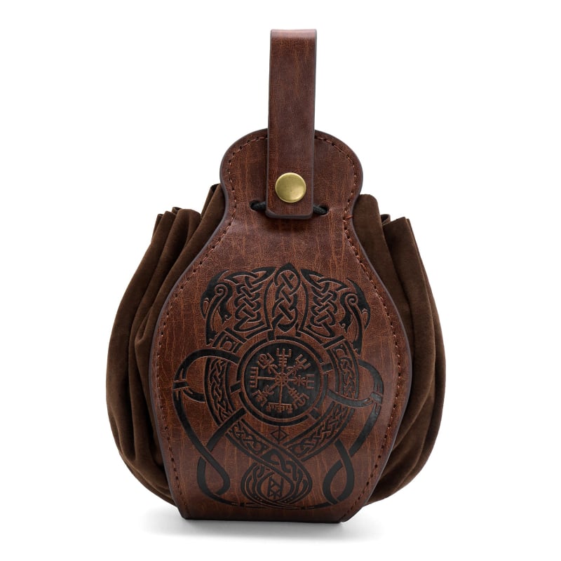 Férfi derék táska - PU bőr, Nordic Viking minta, légáteresztő, ultra könnyű, szintetikus bőrbélés