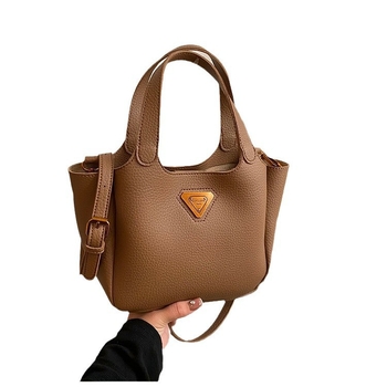 Női PU anyagú vödörtáska, városi egyszerű stílus, zipzáras záródás, belső cipzáros zseb, poliészter bélés