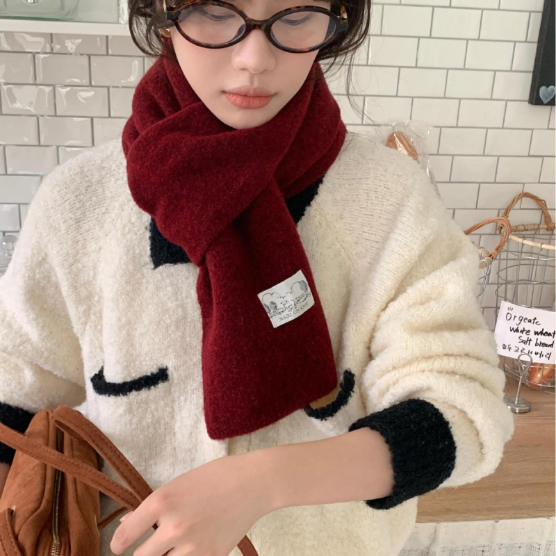 Дамски шал от warp-knit плат, топъл за зимата, есен 2025 издание, плетен дизайн, свеж и сладък стил