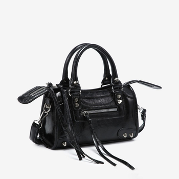 Geantă crossbody pentru femei cu nituri — stil casual, poliester, stil motocicletă, căptușeală PU, închidere cu capac