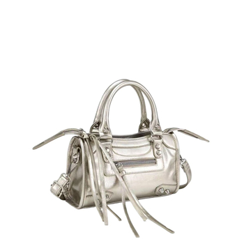 Geantă crossbody pentru femei cu nituri — stil casual, poliester, stil motocicletă, căptușeală PU, închidere cu capac