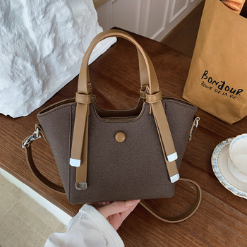 Bucket táska, városi egyszerű stílus, PU anyag, mágneses zárás, belső telefontartó zseb, poliészter-pamut bélés