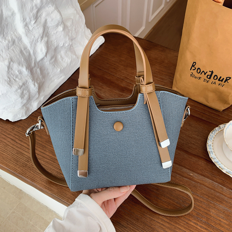 Bucket táska, városi egyszerű stílus, PU anyag, mágneses zárás, belső telefontartó zseb, poliészter-pamut bélés