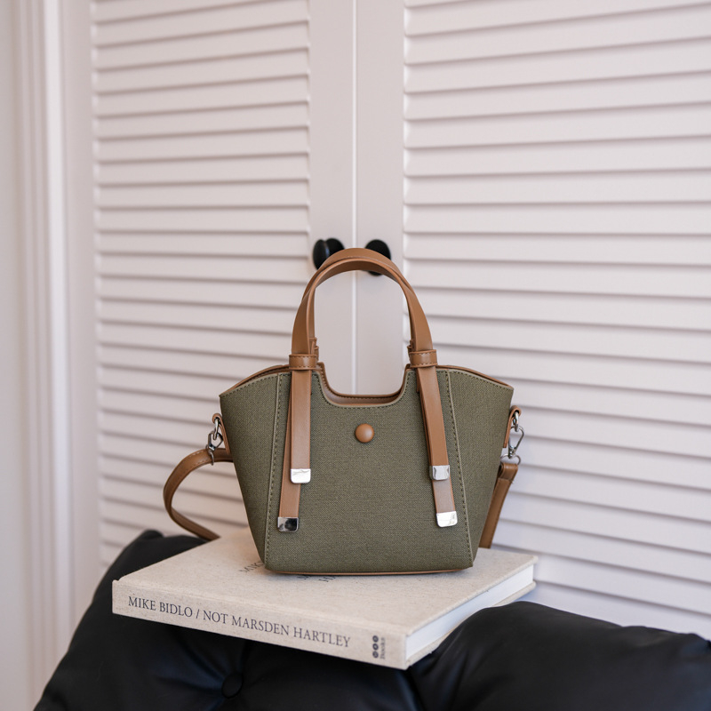 Bucket táska, városi egyszerű stílus, PU anyag, mágneses zárás, belső telefontartó zseb, poliészter-pamut bélés