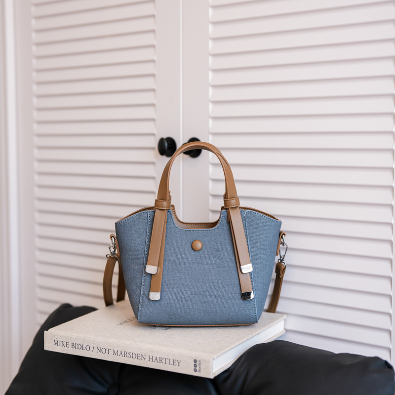 Bucket táska, városi egyszerű stílus, PU anyag, mágneses zárás, belső telefontartó zseb, poliészter-pamut bélés