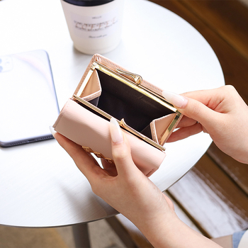 Portofel pentru monede din PU cu model floral, 3 compartimente pentru carduri, design pliabil extensibil, căptușeală din poliester, marcă licențiată