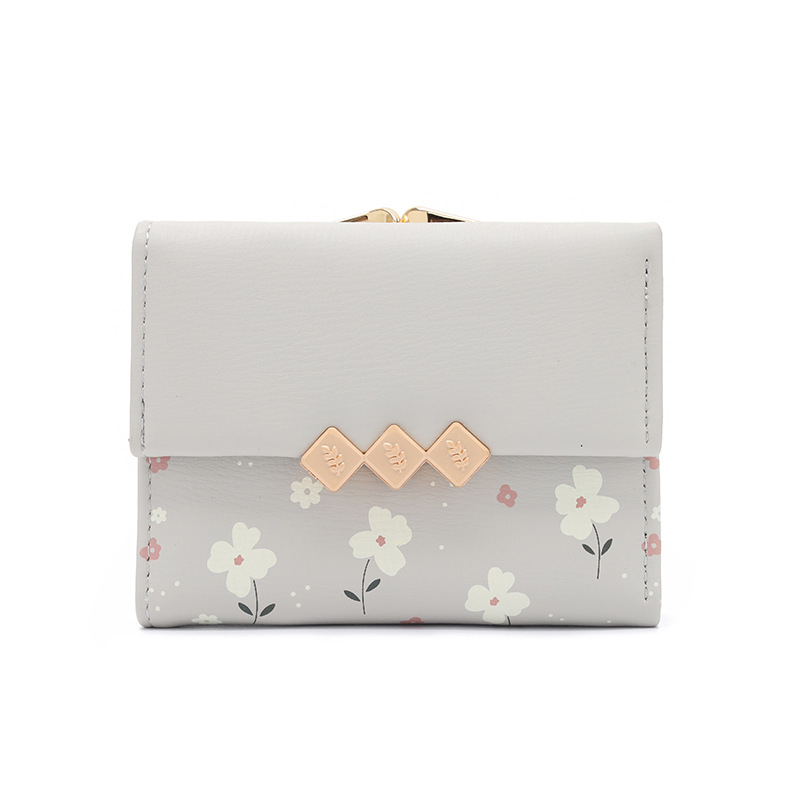 Portofel pentru monede din PU cu model floral, 3 compartimente pentru carduri, design pliabil extensibil, căptușeală din poliester, marcă licențiată