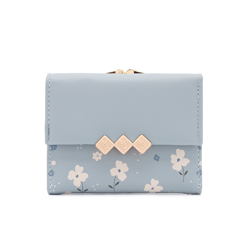 Portofel pentru monede din PU cu model floral, 3 compartimente pentru carduri, design pliabil extensibil, căptușeală din poliester, marcă licențiată