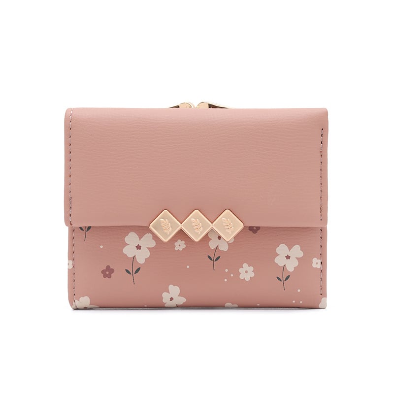 Portofel pentru monede din PU cu model floral, 3 compartimente pentru carduri, design pliabil extensibil, căptușeală din poliester, marcă licențiată