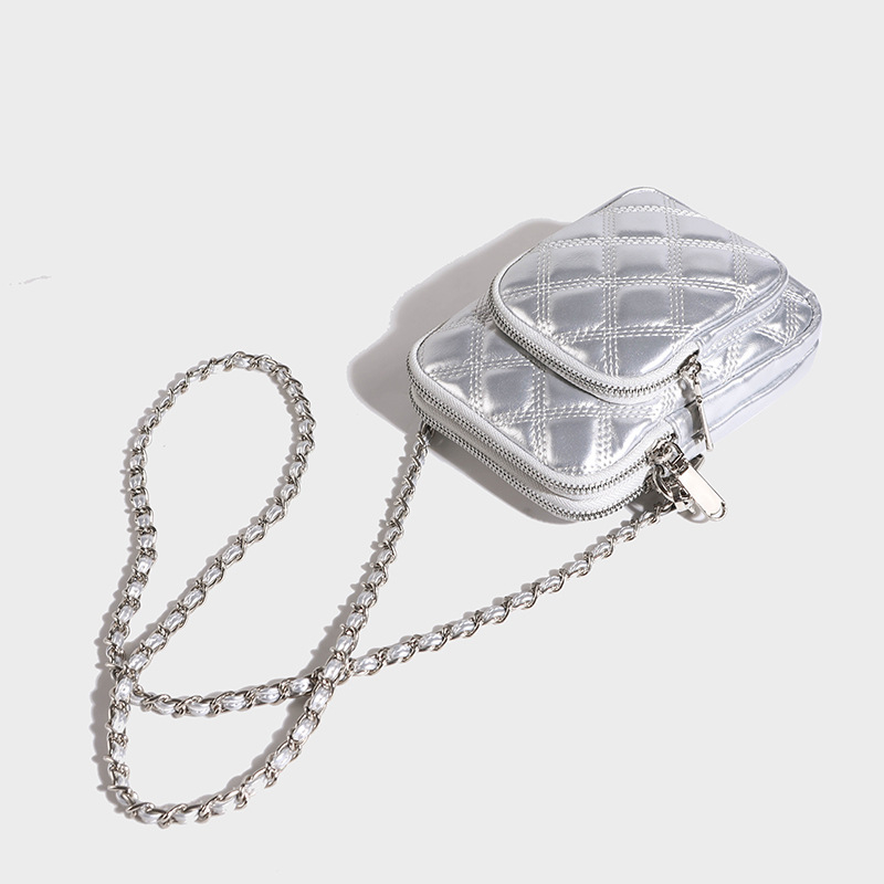 Női crossbody válltáska - PU bőr, függőleges négyzet alak, cipzár, belső zseb a telefon számára, poliészter bélés