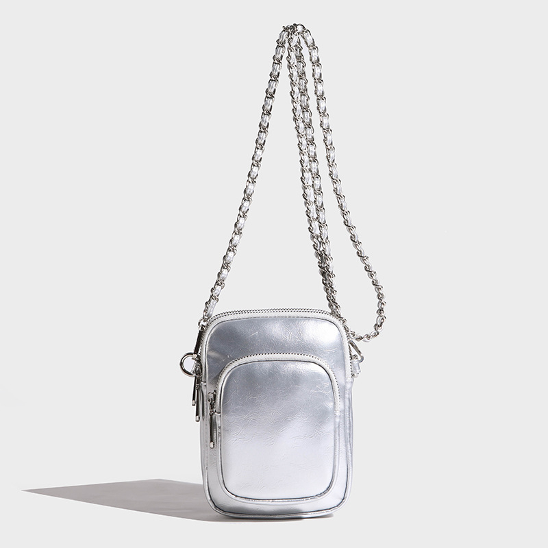 Női crossbody válltáska - PU bőr, függőleges négyzet alak, cipzár, belső zseb a telefon számára, poliészter bélés