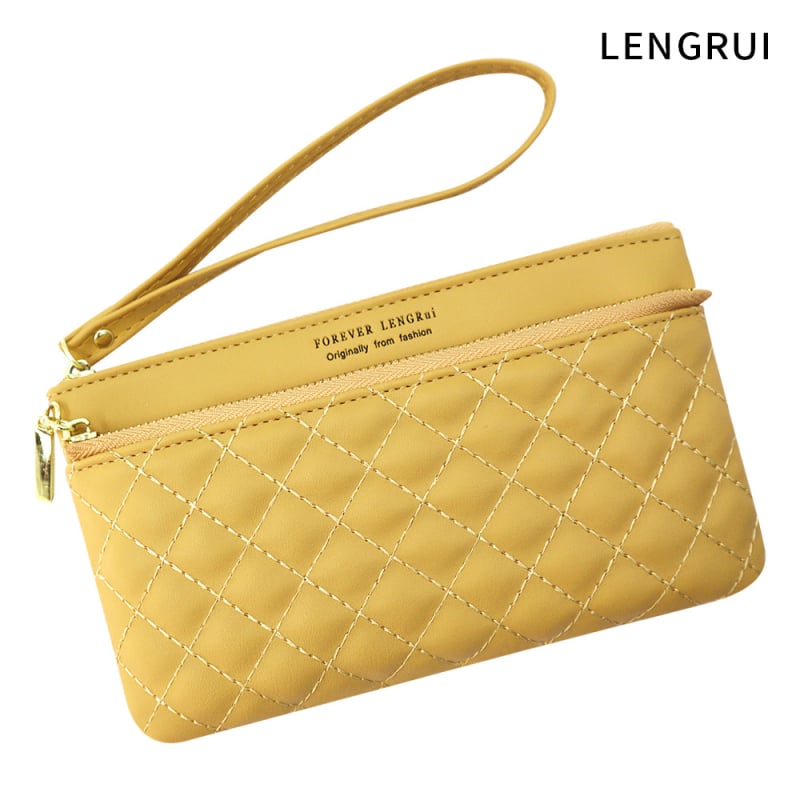 Lengrui 2021 Geantă din piele pentru femei cu dublu fermoar, portofel lung, PU, stil stradal, formă pătrată orizontală, deschidere cu fermoar, căptușeală din pânză, buzunare interioare: buzunar cu fermoar, buzunar pentru telefon, buzunar pentru ID