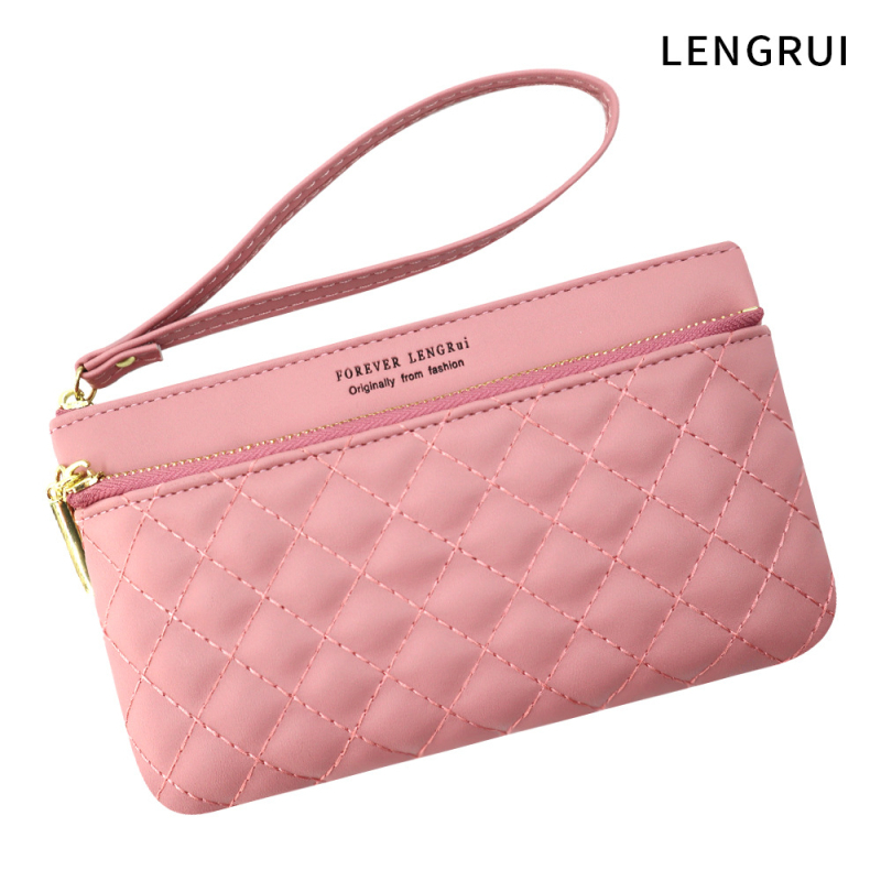 Lengrui 2021 Geantă din piele pentru femei cu dublu fermoar, portofel lung, PU, stil stradal, formă pătrată orizontală, deschidere cu fermoar, căptușeală din pânză, buzunare interioare: buzunar cu fermoar, buzunar pentru telefon, buzunar pentru ID