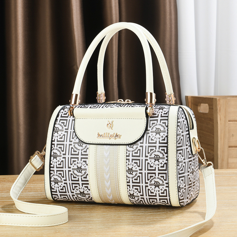 Geantă PU în formă de pernă, ovală, închidere cu fermoar, interior cu buzunar cu fermoar, buzunar pentru telefon și buzunar laminat cu fermoar