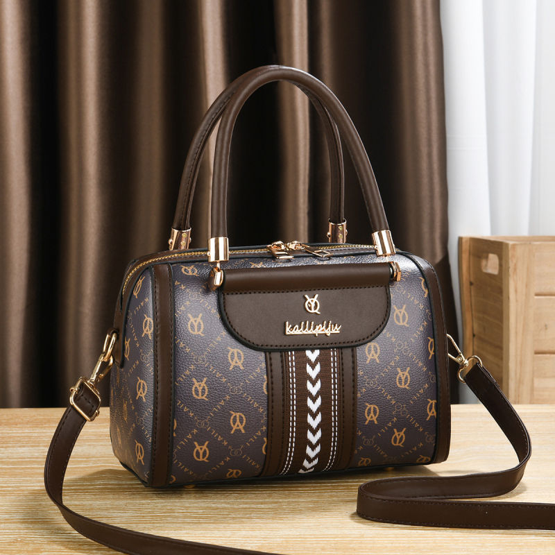 Geantă PU în formă de pernă, ovală, închidere cu fermoar, interior cu buzunar cu fermoar, buzunar pentru telefon și buzunar laminat cu fermoar