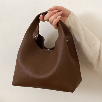 Koreanskog stila PU crossbody bucket torbica s teksturom liči-grain, otvoreni gornji dio