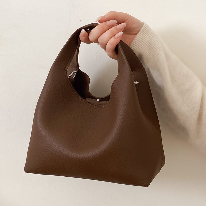 Koreanskog stila PU crossbody bucket torbica s teksturom liči-grain, otvoreni gornji dio