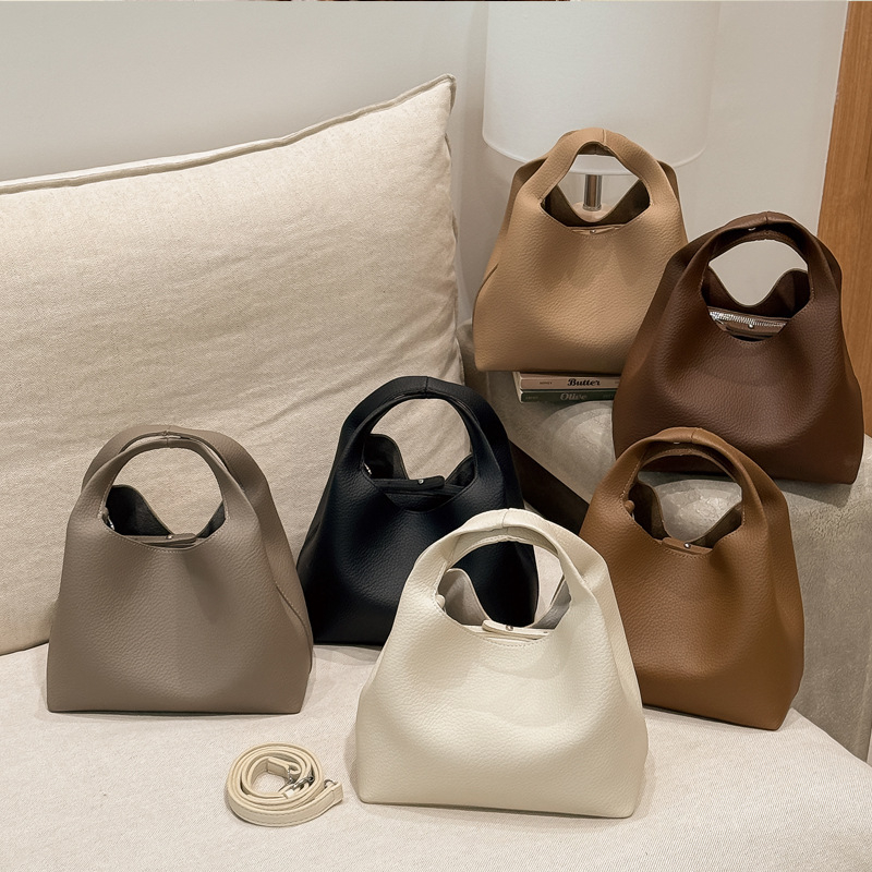 Koreanskog stila PU crossbody bucket torbica s teksturom liči-grain, otvoreni gornji dio