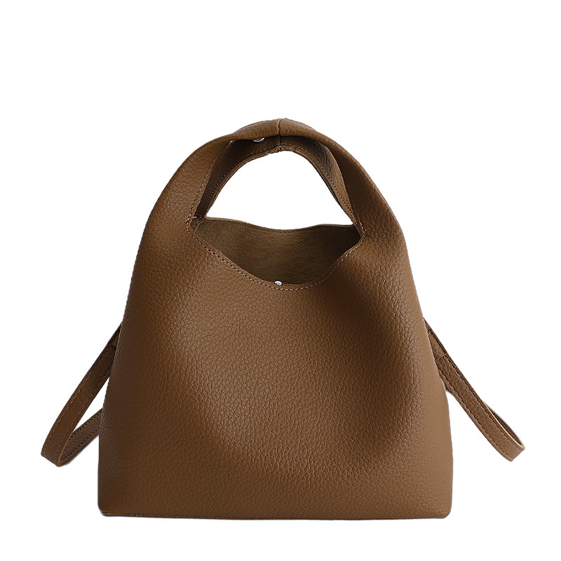 Koreanskog stila PU crossbody bucket torbica s teksturom liči-grain, otvoreni gornji dio