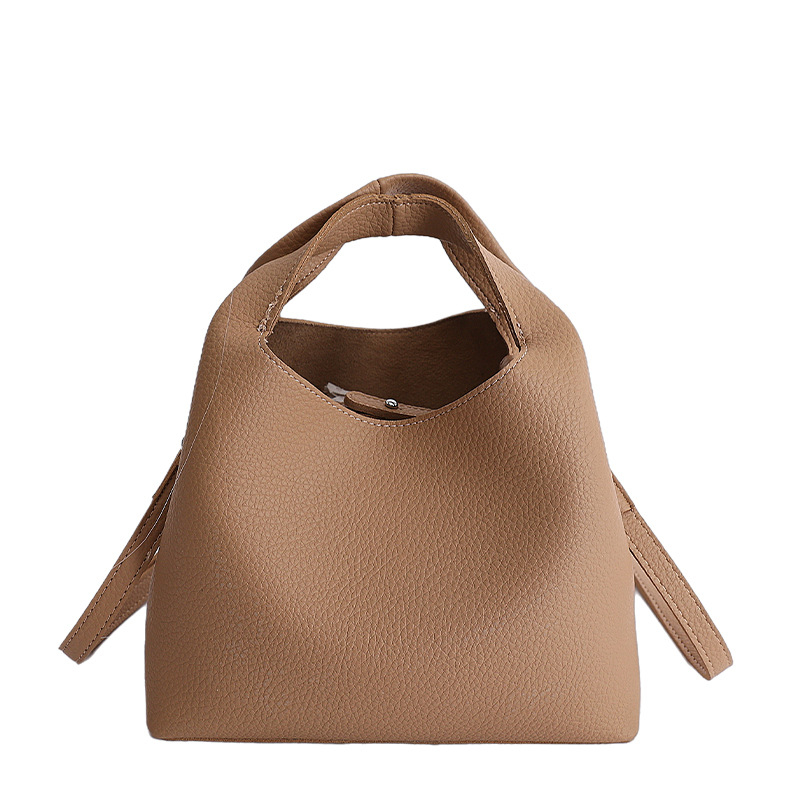 Koreanskog stila PU crossbody bucket torbica s teksturom liči-grain, otvoreni gornji dio