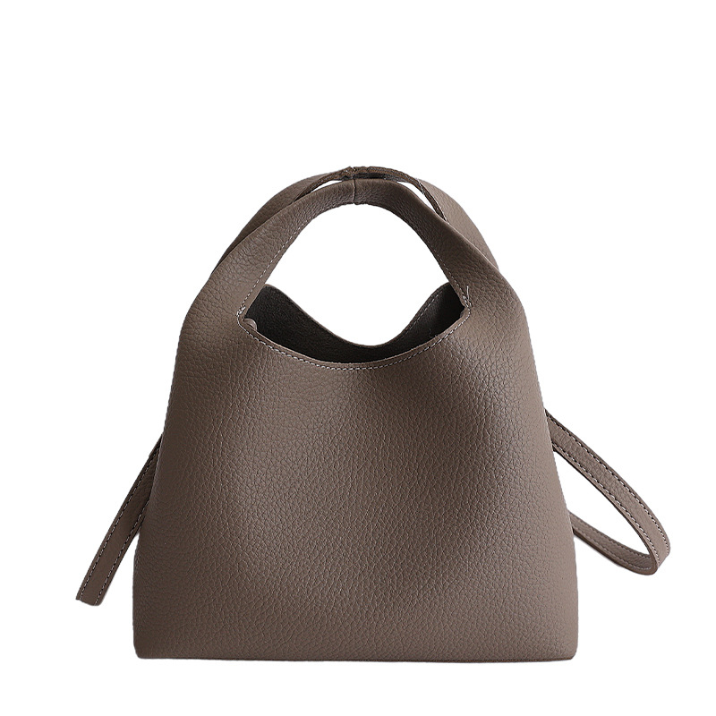 Koreanskog stila PU crossbody bucket torbica s teksturom liči-grain, otvoreni gornji dio