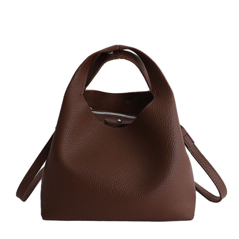 Koreanskog stila PU crossbody bucket torbica s teksturom liči-grain, otvoreni gornji dio