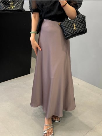 Saténová fishtail sukňa, stredná dĺžka, saténový polyester 70–80% so Spandex <30%, bez pružnosti, Štýl Royal Sister