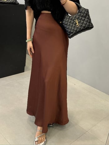 Saténová fishtail sukňa, stredná dĺžka, saténový polyester 70–80% so Spandex <30%, bez pružnosti, Štýl Royal Sister