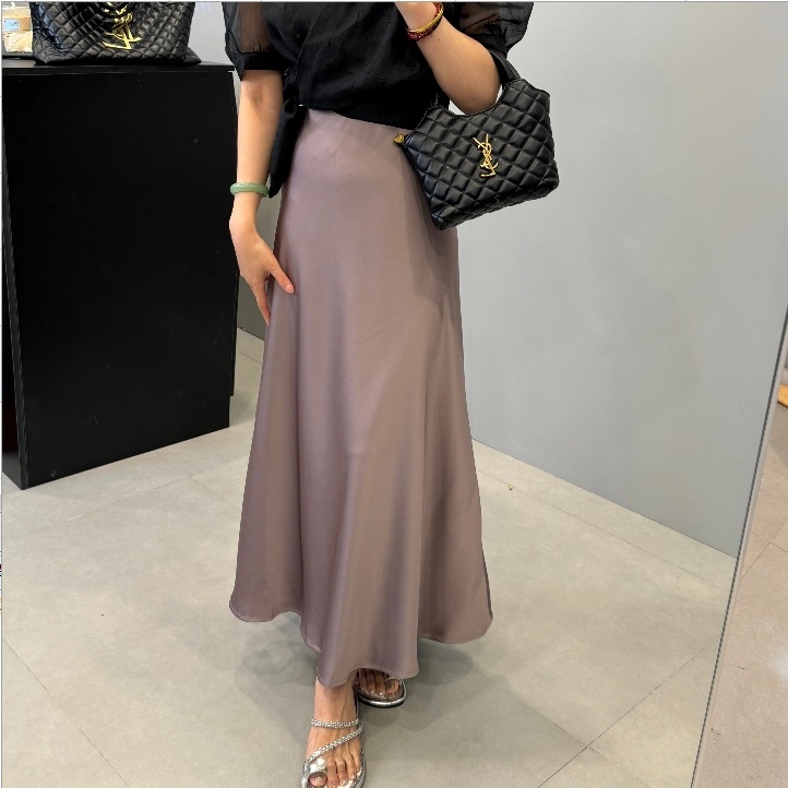 Saténová fishtail sukňa, stredná dĺžka, saténový polyester 70–80% so Spandex <30%, bez pružnosti, Štýl Royal Sister