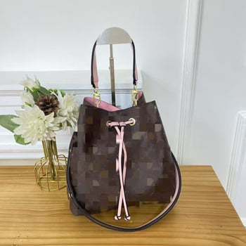 Geantă bucket din PU, stil urban simplu, deschidere cu șnur, căptușeală poliester, buzunar intern pentru documente, compartiment intern, o curea, toamna 2025