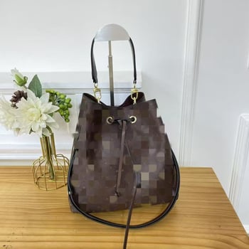 Geantă bucket din PU, stil urban simplu, deschidere cu șnur, căptușeală poliester, buzunar intern pentru documente, compartiment intern, o curea, toamna 2025