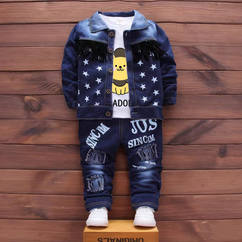 Koreai stílusú gyerek öltöny, 3-darabos készlet, 95% pamut, hosszú ujjú, őszi szezon 2025