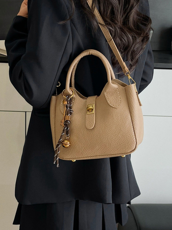 DIY komplet kožnog materijala za bucket torbu — ručno šivana PU torba, minimalisticki i luksuzan stil, vodoravni kvadratni oblik, zatvaranje šnuralom