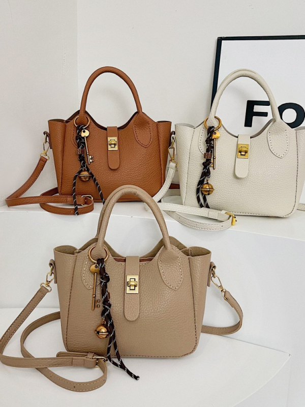 DIY komplet kožnog materijala za bucket torbu — ručno šivana PU torba, minimalisticki i luksuzan stil, vodoravni kvadratni oblik, zatvaranje šnuralom