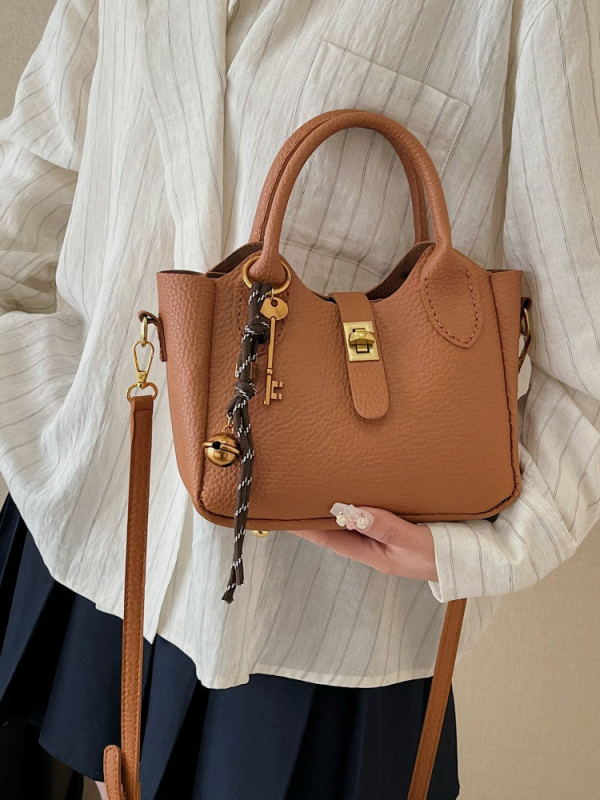 DIY komplet kožnog materijala za bucket torbu — ručno šivana PU torba, minimalisticki i luksuzan stil, vodoravni kvadratni oblik, zatvaranje šnuralom