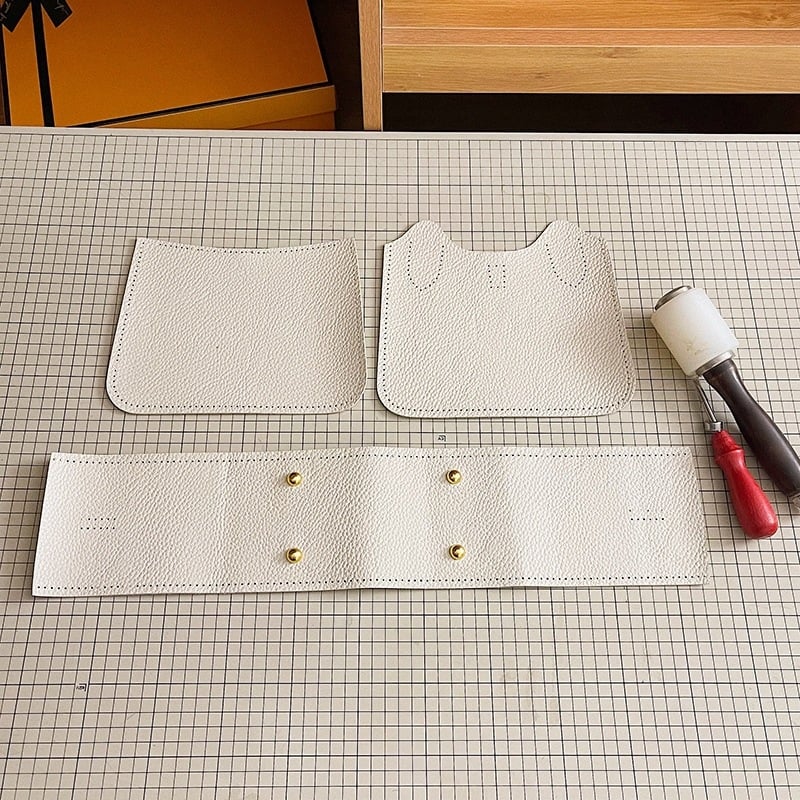 DIY komplet kožnog materijala za bucket torbu — ručno šivana PU torba, minimalisticki i luksuzan stil, vodoravni kvadratni oblik, zatvaranje šnuralom